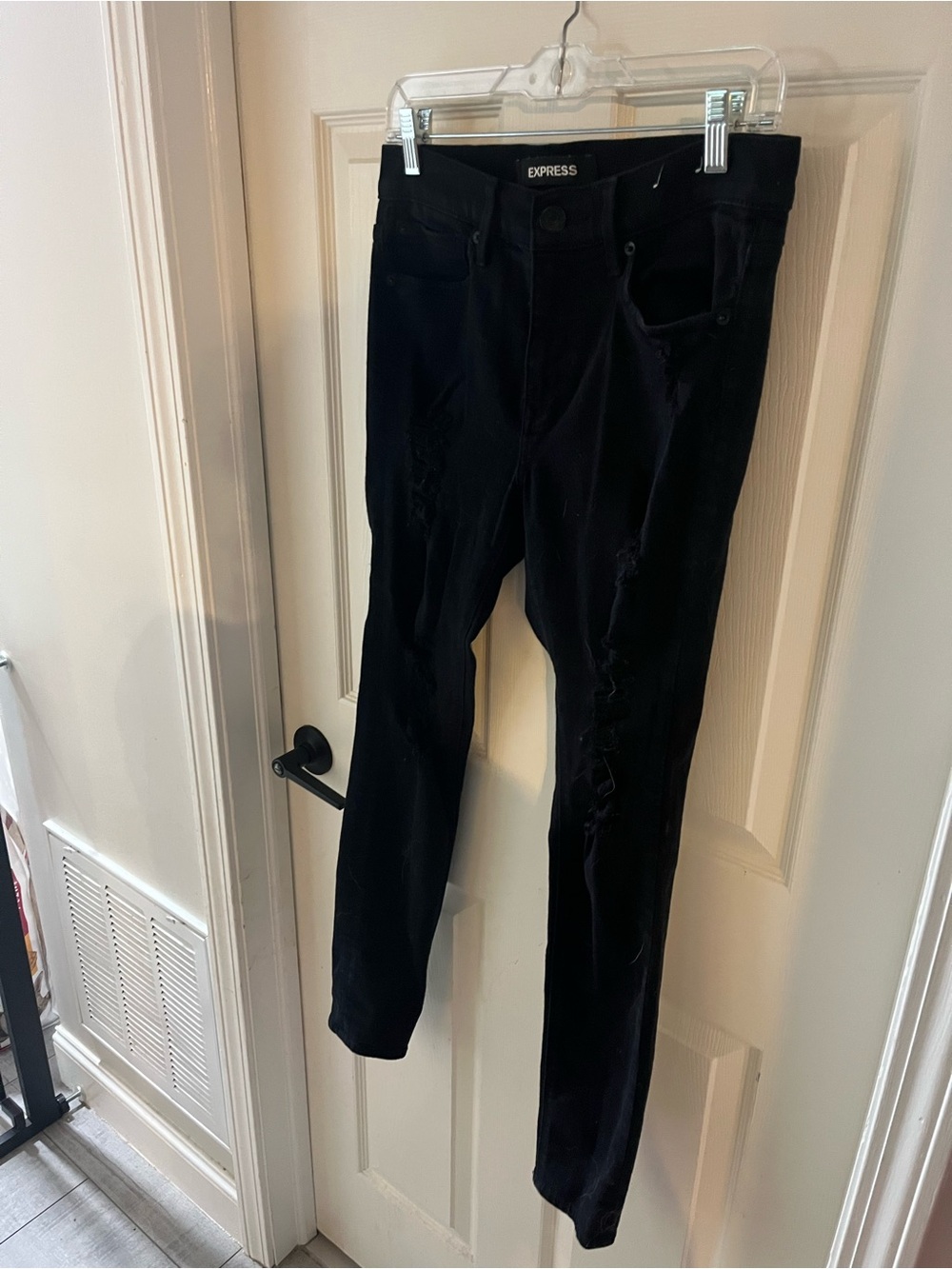 Express Black Women's Skinny Jeans with Distressed Detail